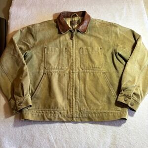 Vintage The Territory Ahead Mens Faded Canvas Leather Collar Work Jacket L